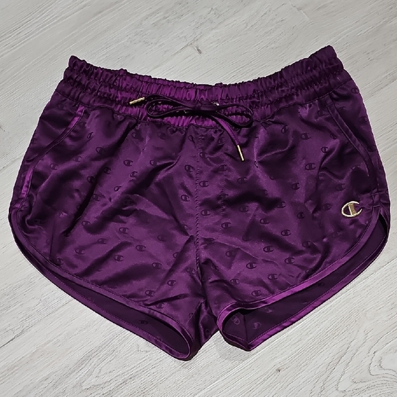 Champion Women's Satin Purple Shorts - Picture 2 of 5